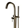 Castello Usa Neptune Freestanding Brushed Gold Gooseneck Tub Filler Faucet with Standard Handle CB-F04-BG